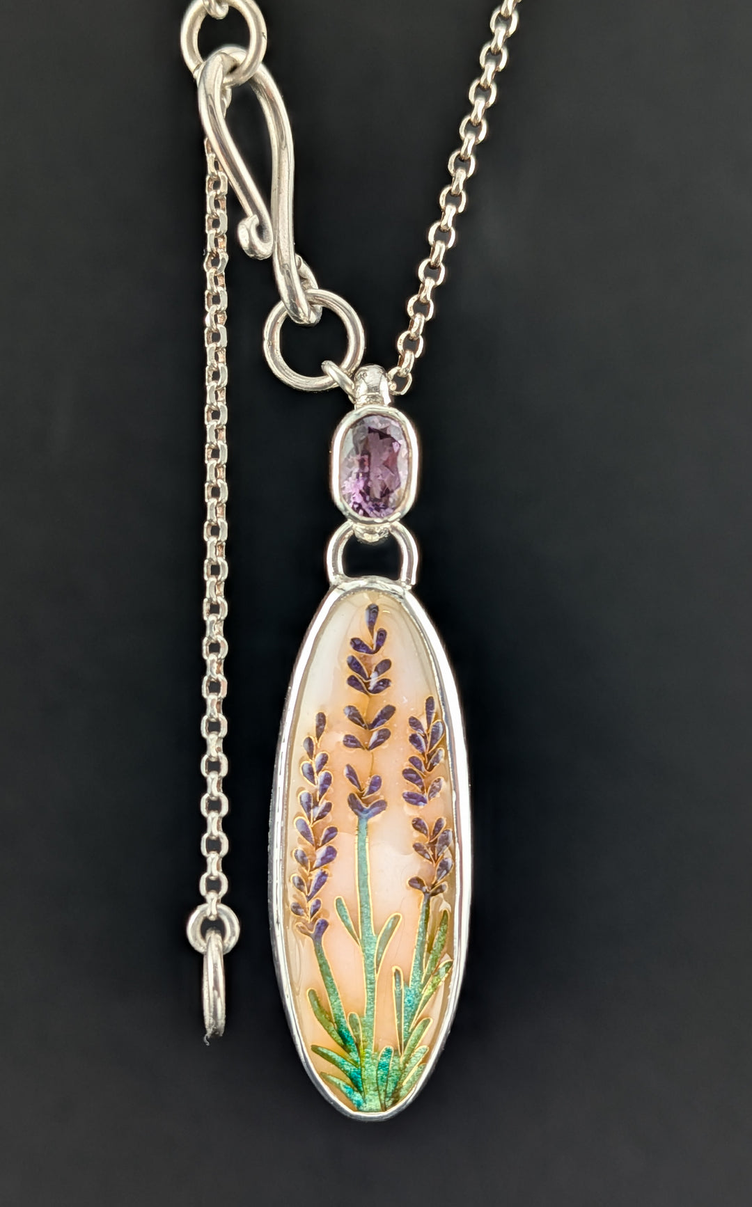 Lavender Essential Oils Cloisonne Pendant