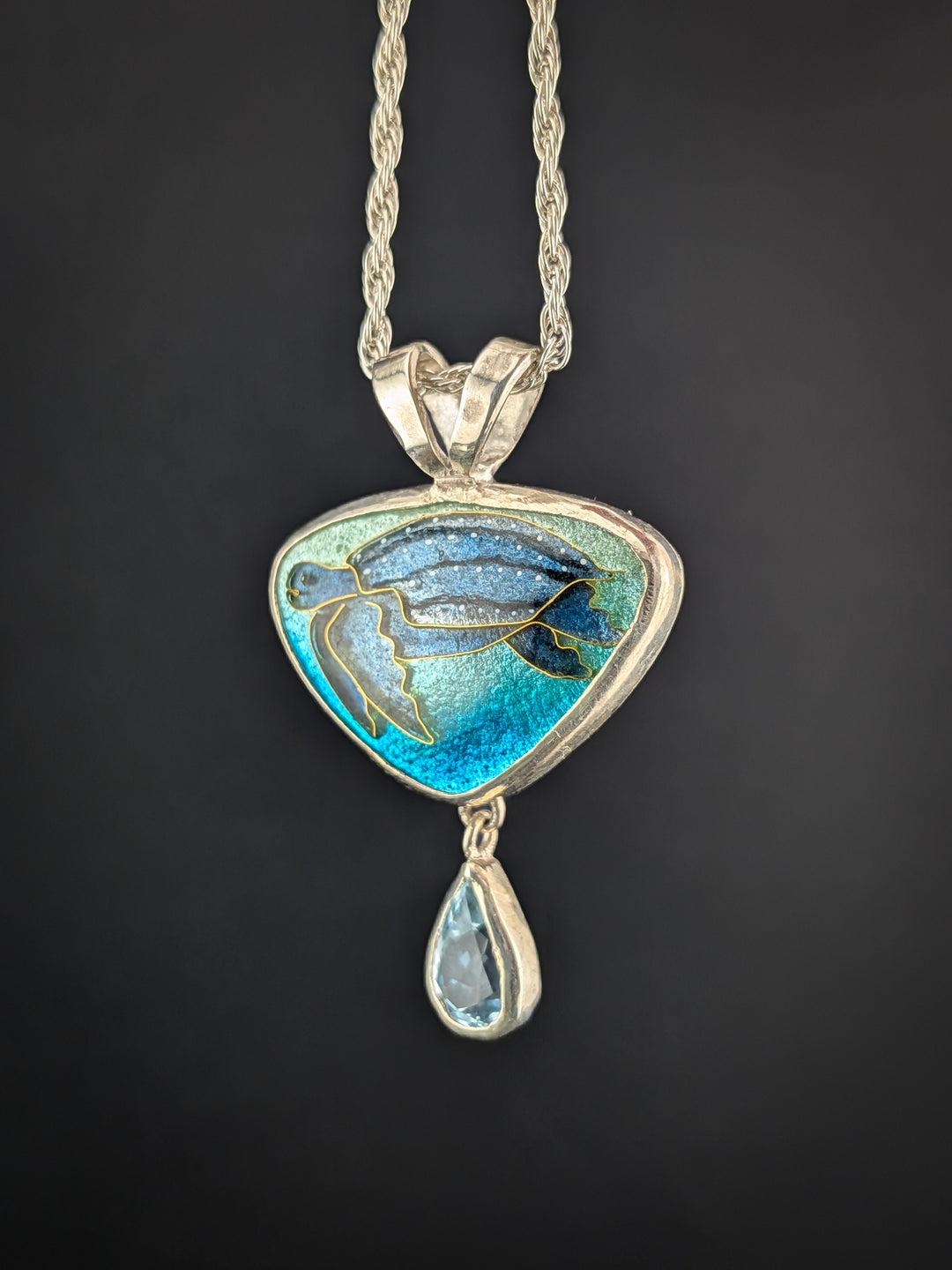 Leatherback Sea Turtle cloisonné pendant