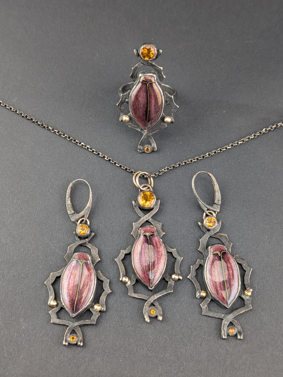 Violet Ground Beetle Necklace