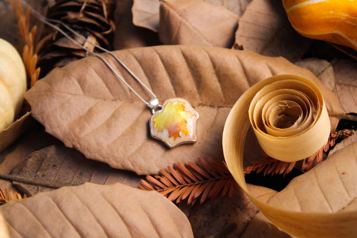 Maple Leaf Cloisonné Pendant