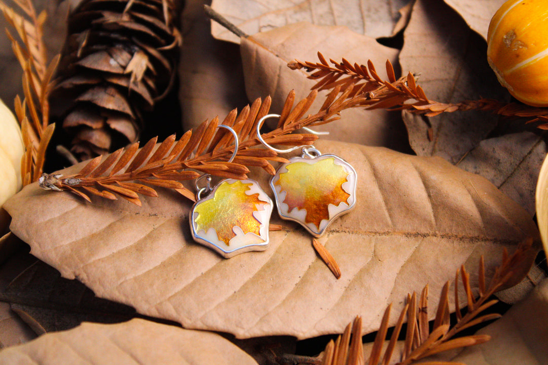 Maple Leaves Cloisonné Earrings