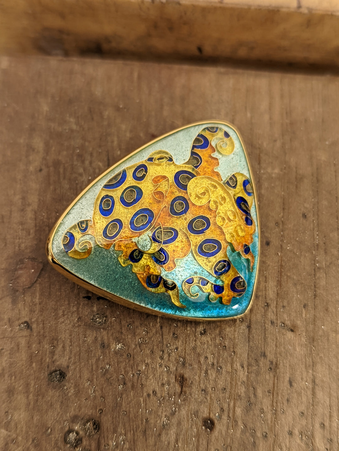 Gold Blue Ringed Octopus Pendant