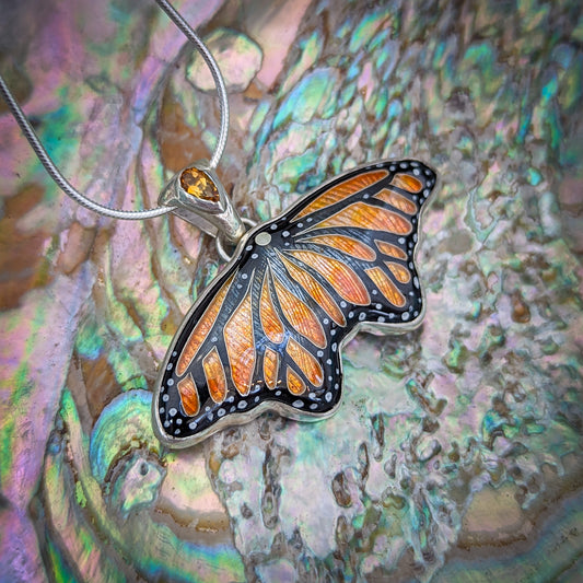 Monarch Butterfly Cloisonné Pendant